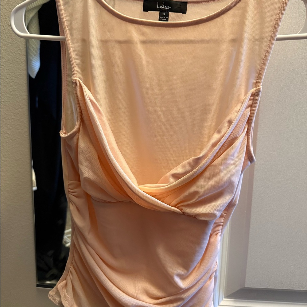 Lulus Peach Sleeveless Draped Top